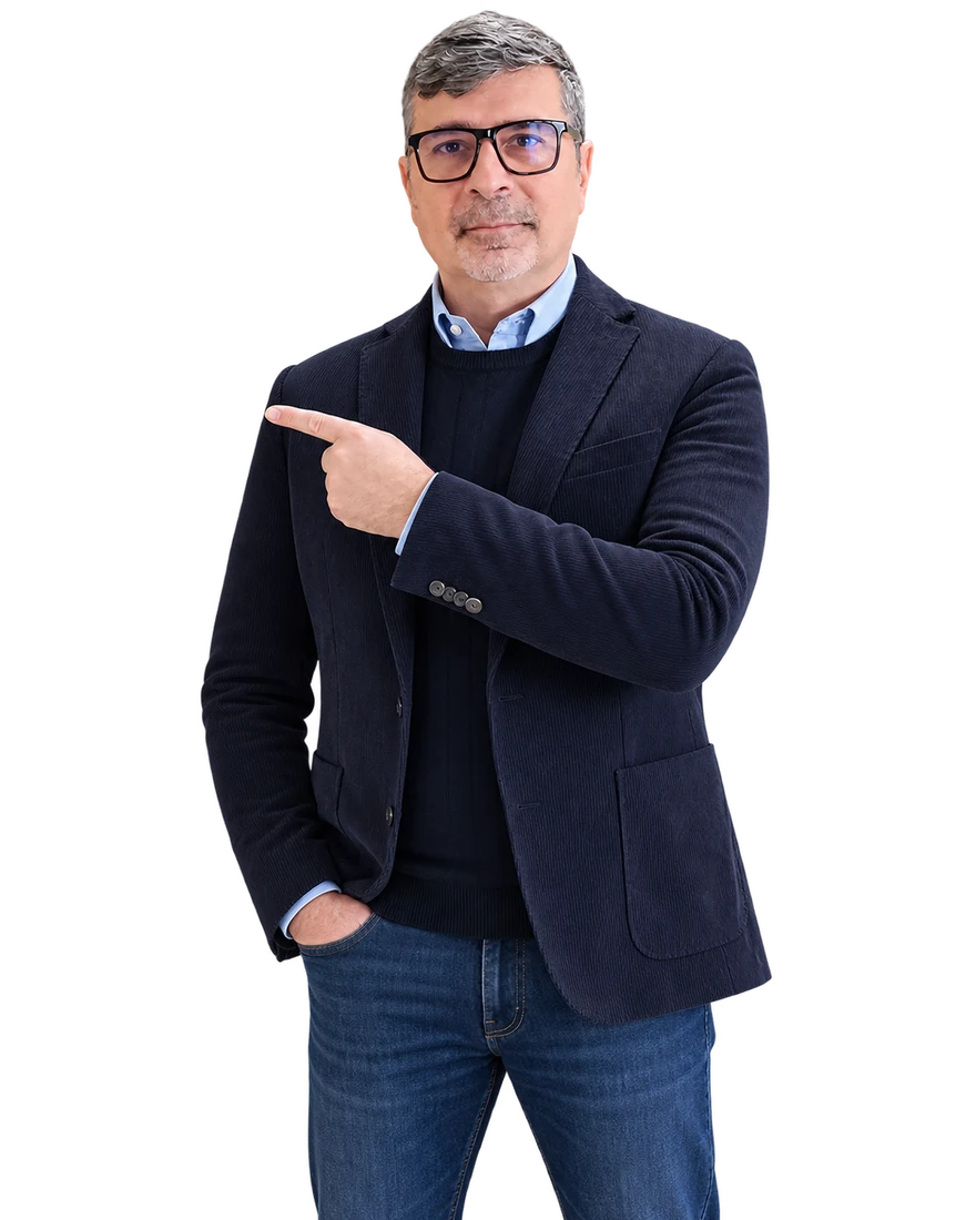 Fabrizio Salvati indicating to the left